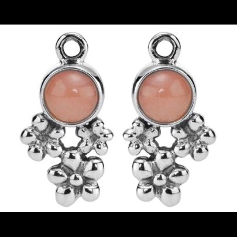 Pandora Retired Compose Collection 290631POP Silver Pink Opal earring charm